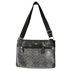 COACH Crossbody In Signature Coated Canvas in Black & Gray
